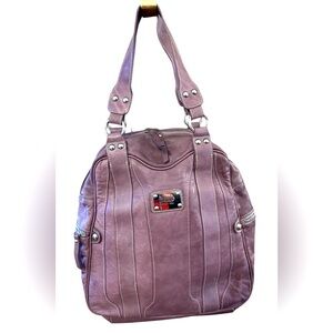 Purple Large leather tote or travel bag by Marzia